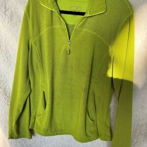 Tangerine Lime Green Textured Quarter-Zip Hoodie